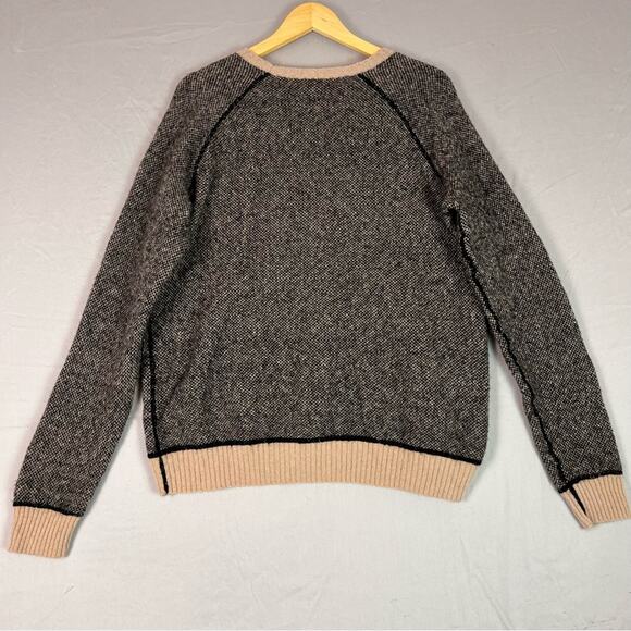 Gap Fuzzy Wool Sweater Men’s Large Pullover Heather Black Tan Crew Neck - Picture 5 of 10